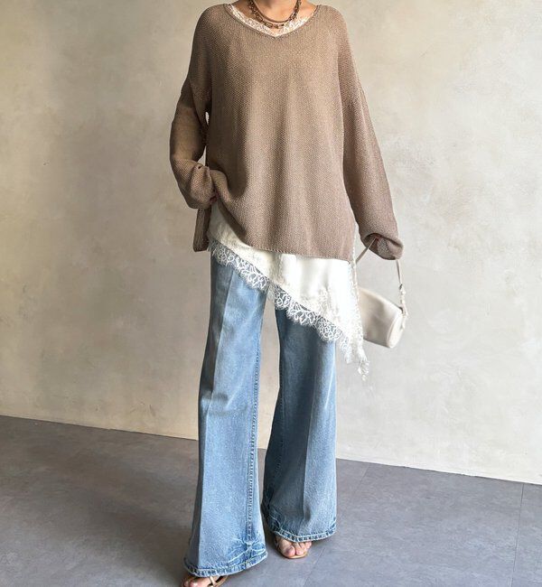  「前後2WAY鹿の子編みプルオーバー」|ニット・セーター|