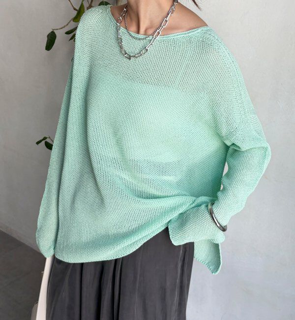  「前後2WAY鹿の子編みプルオーバー」|ニット・セーター|ミント