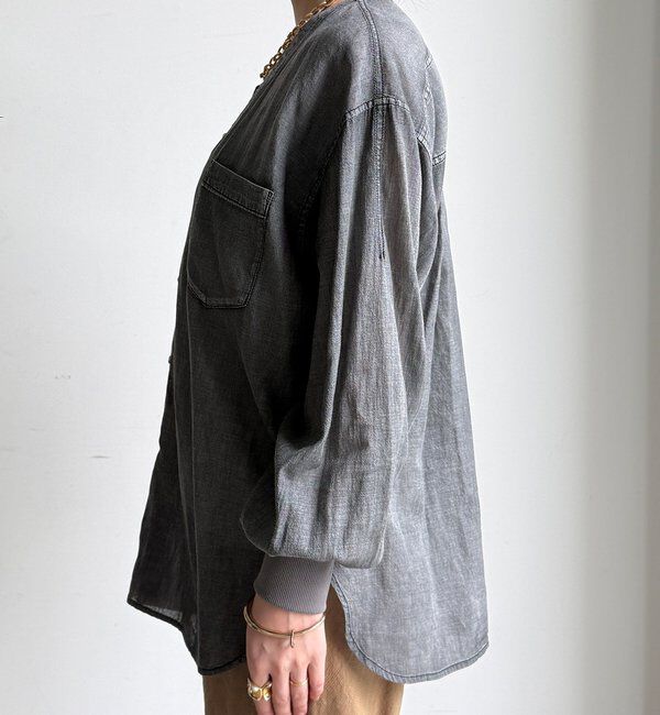  「シアーデニム袖リブVVシャツ」|シャツ・ブラウス|