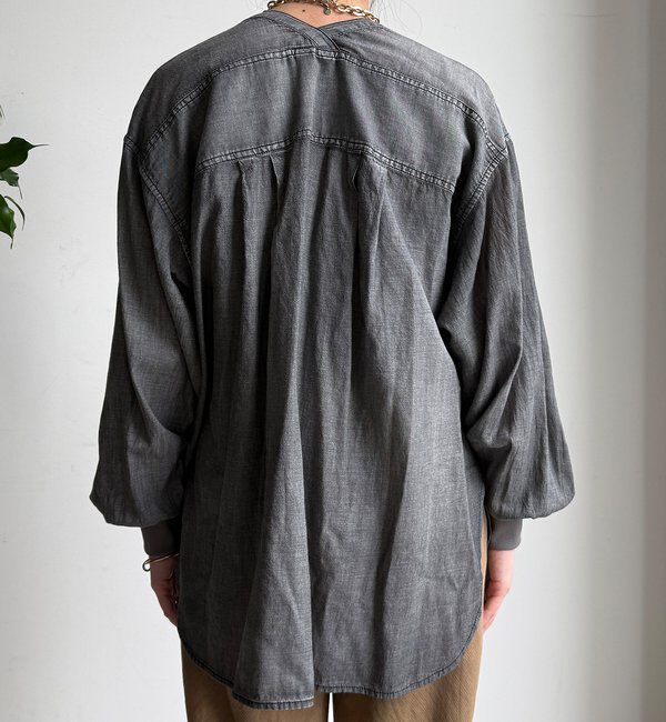  「シアーデニム袖リブVVシャツ」|シャツ・ブラウス|