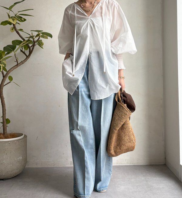  「シャーリングカフチュニックブラウス」|シャツ・ブラウス|