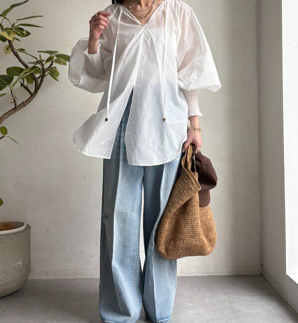  「シャーリングカフチュニックブラウス」|シャツ・ブラウス|