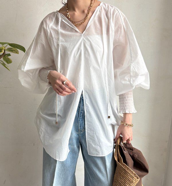  「シャーリングカフチュニックブラウス」|シャツ・ブラウス|