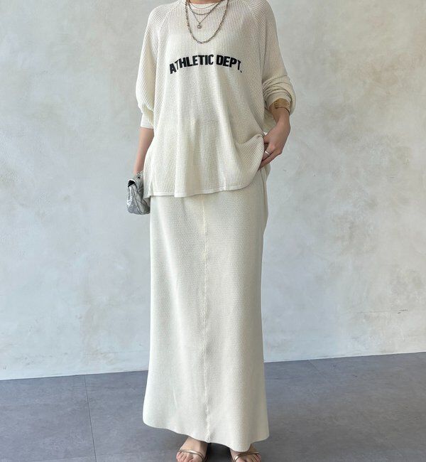  「【セットアップ可能】ハニカムワッフル編みニットスカート」|スカート|