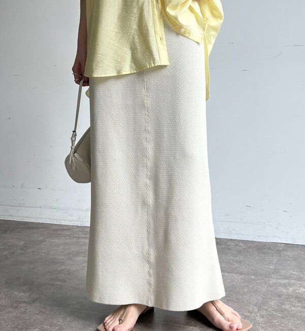  「【セットアップ可能】ハニカムワッフル編みニットスカート」|スカート|
