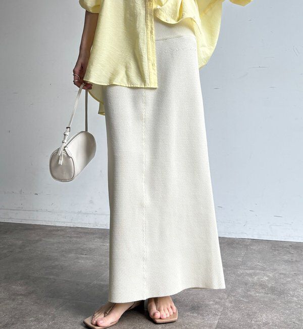  「【セットアップ可能】ハニカムワッフル編みニットスカート」|スカート|