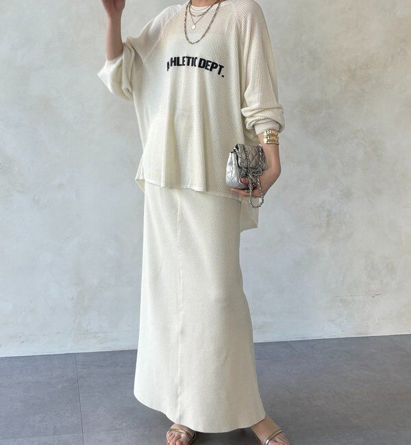  「【セットアップ可能】ハニカムワッフル編みニットスカート」|スカート|