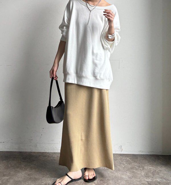  「【セットアップ可能】ハニカムワッフル編みニットスカート」|スカート|