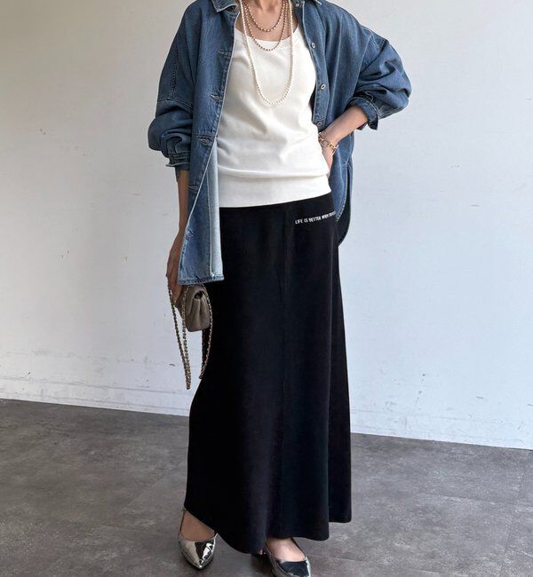  「【セットアップ可能】ハニカムワッフル編みニットスカート」|スカート|