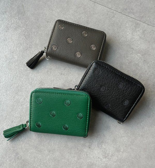  「【WEB限定】ドット刺繍ジャバラチャームウォレットショルダー」|その他|ブラック