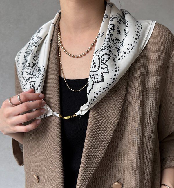  「マグネット付ペイズリー柄スカーフ」|マフラー|アイボリー