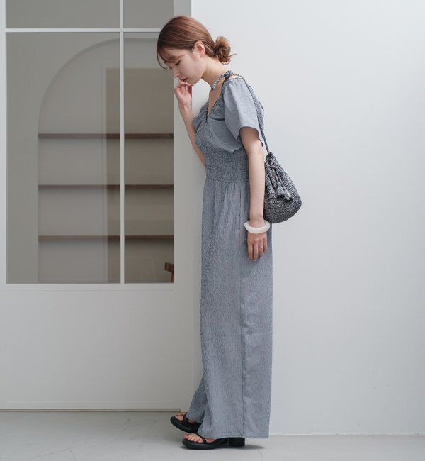  「【低身長サイズ】シャーリングイージーオールインワン」|オールインワン|