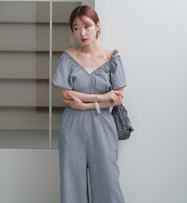  「【低身長サイズ】シャーリングイージーオールインワン」|オールインワン|