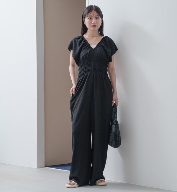  「【低身長サイズ】シャーリングイージーオールインワン」|オールインワン|