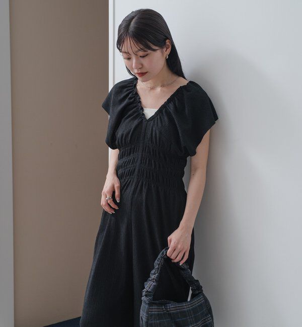  「【低身長サイズ】シャーリングイージーオールインワン」|オールインワン|