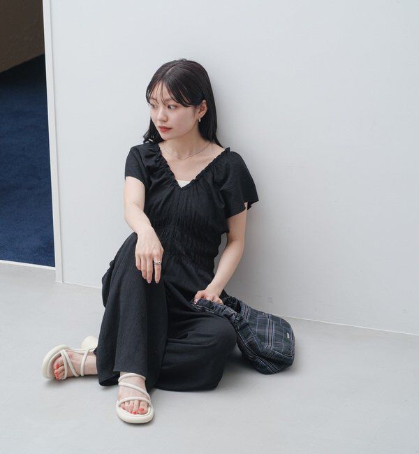  「【低身長サイズ】シャーリングイージーオールインワン」|オールインワン|