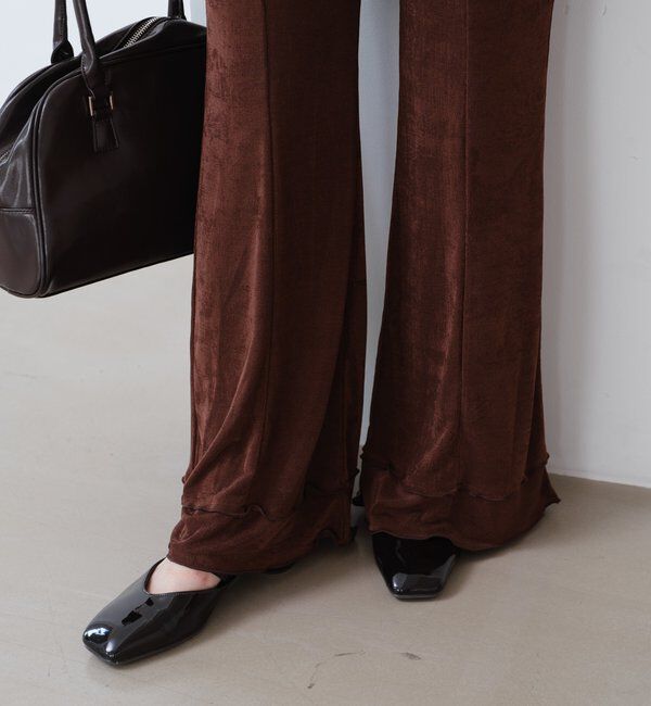  「【新色追加/低身長サイズ/2サイズ展開】シアーリブフレアパンツ」|その他|