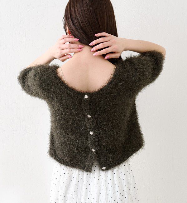  「【新色追加/セットアップ対応/前後2WAY】シャギー半袖カーディガン」|カーディガン|