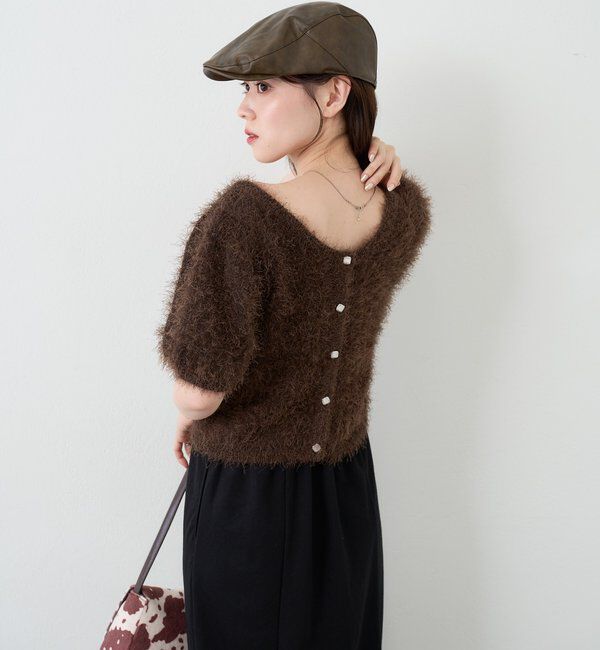  「【新色追加/セットアップ対応/前後2WAY】シャギー半袖カーディガン」|カーディガン|