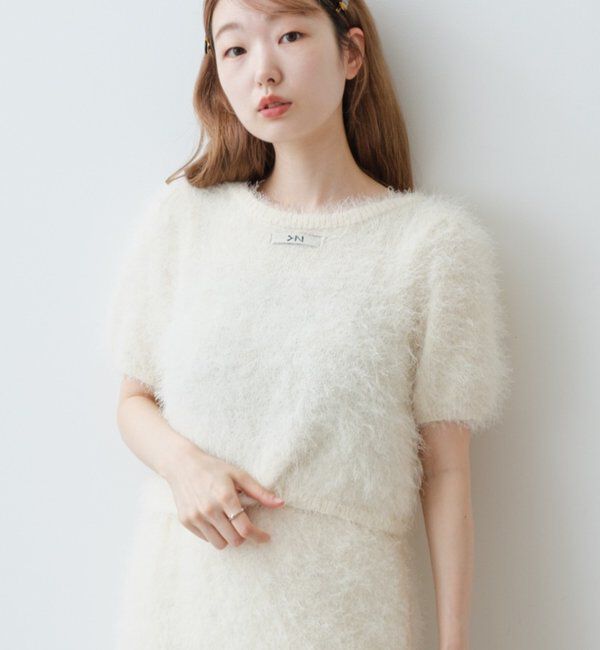  「【新色追加/セットアップ対応/前後2WAY】シャギー半袖カーディガン」|カーディガン|