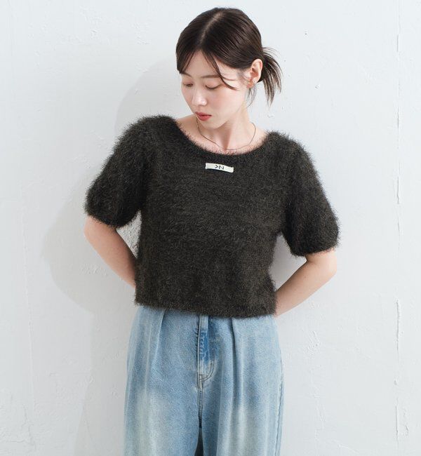  「【新色追加/セットアップ対応/前後2WAY】シャギー半袖カーディガン」|カーディガン|