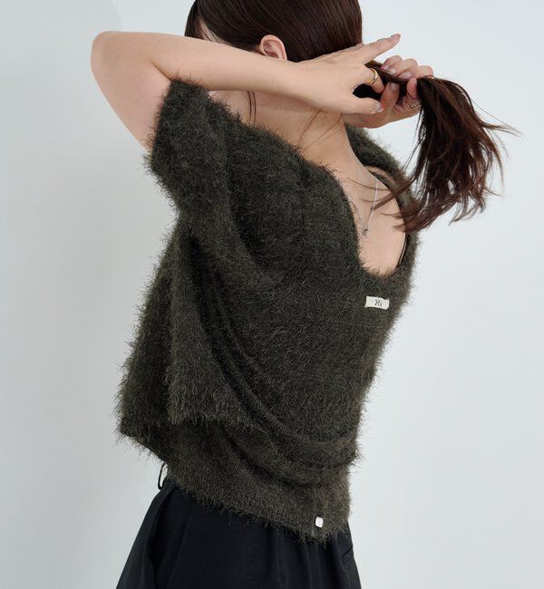  「【新色追加/セットアップ対応/前後2WAY】シャギー半袖カーディガン」|カーディガン|