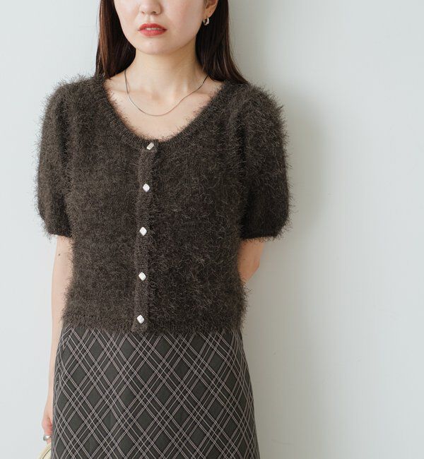  「【新色追加/セットアップ対応/前後2WAY】シャギー半袖カーディガン」|カーディガン|