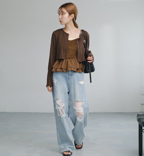  「スウェードペプラムビスチェ」|キャミソール|