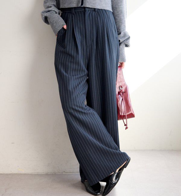  「【新色追加/2サイズ展開/裏地無し】ピンストライプスラックス」|チノ|