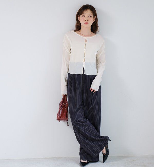 「【新色追加/2サイズ展開/裏地無し】ピンストライプスラックス」|チノ|