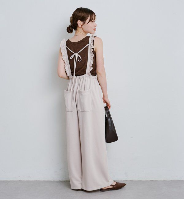  「【2サイズ展開/低身長サイズ/着丈調節可】フリルサロペット」|オールインワン|