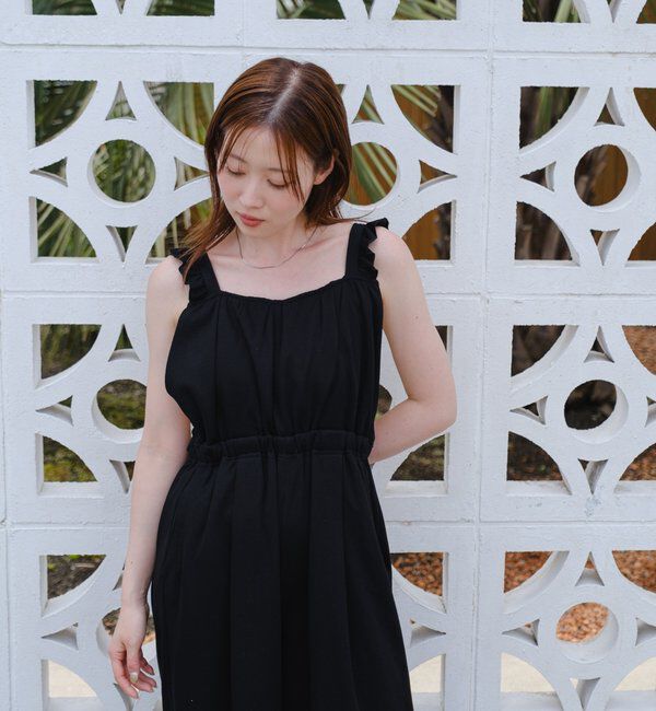  「【2サイズ展開/低身長サイズ/着丈調節可】フリルサロペット」|オールインワン|