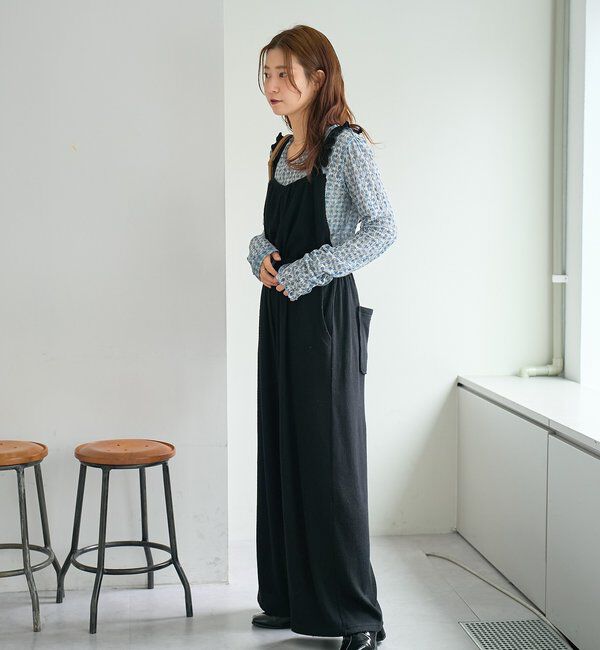  「【2サイズ展開/低身長サイズ/着丈調節可】フリルサロペット」|オールインワン|