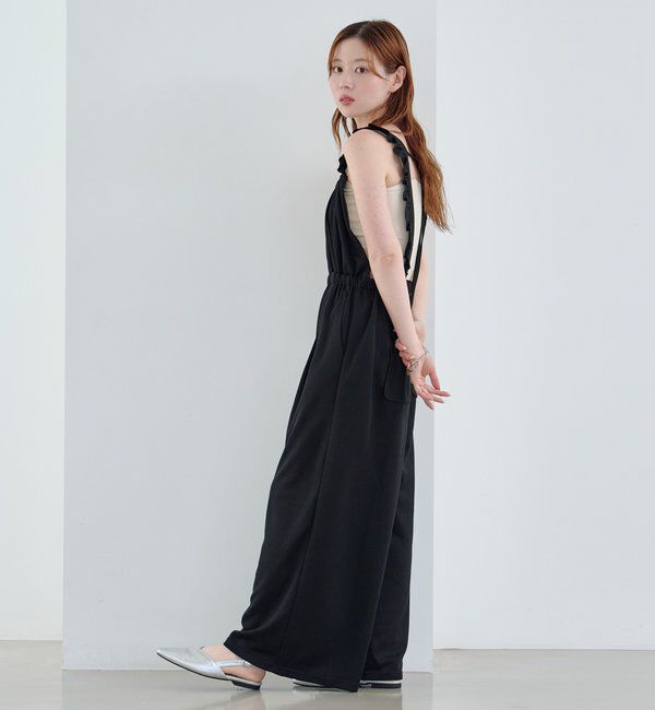  「【2サイズ展開/低身長サイズ/着丈調節可】フリルサロペット」|オールインワン|