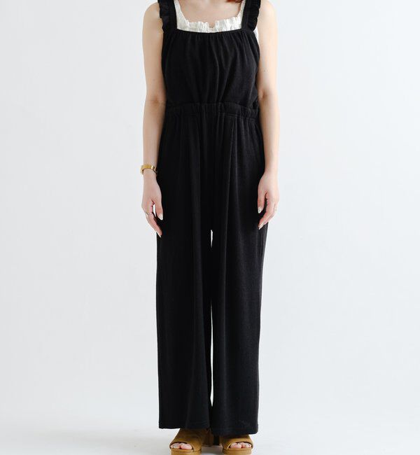  「【2サイズ展開/低身長サイズ/着丈調節可】フリルサロペット」|オールインワン|