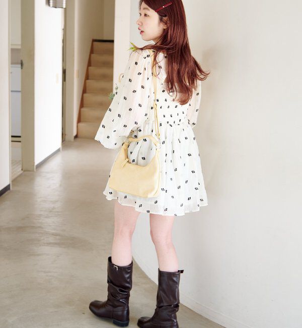  「フラワーステッチミニワンピース」|ワンピース|