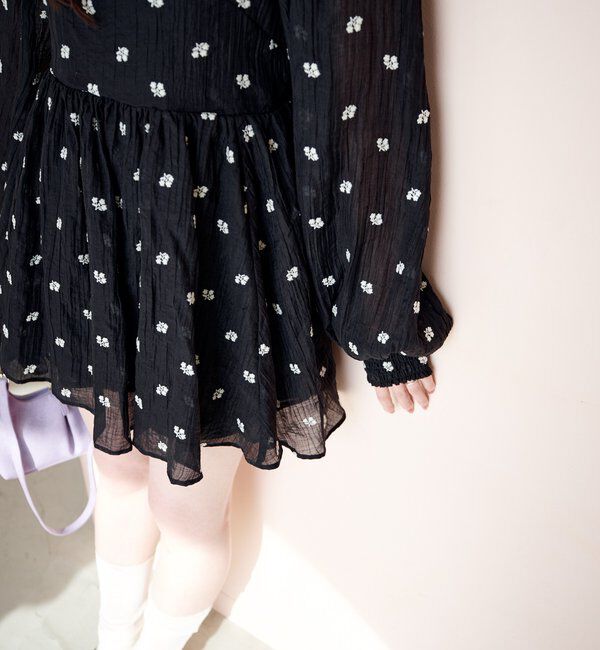  「フラワーステッチミニワンピース」|ワンピース|