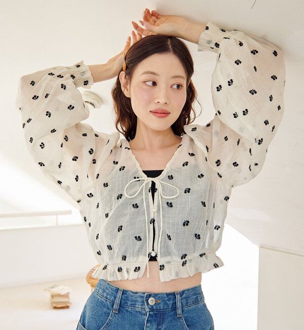  「フラワーステッチブラウス」|シャツ・ブラウス|アイボリー