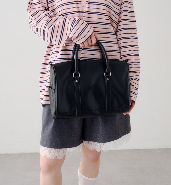  「【500mlペットボトル収納可】スタッズボストンバッグ」|ボストンバッグ|