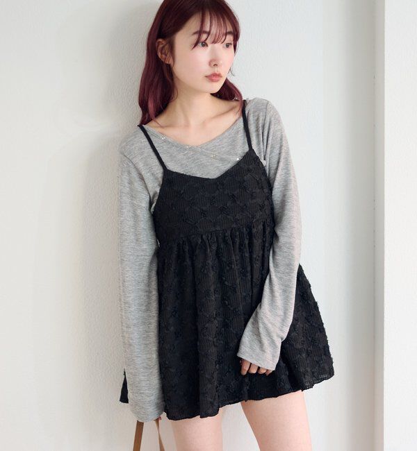  「フラワージャガードチュニック」|シャツ・ブラウス|ブラック