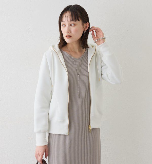  「【WEB限定/キレイめ上品】スポンジダンボールZIPパーカーカットソー」|パーカー|