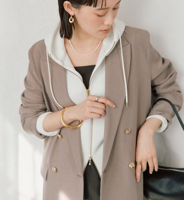  「【WEB限定/キレイめ上品】スポンジダンボールZIPパーカーカットソー」|パーカー|