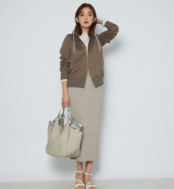  「【WEB限定/キレイめ上品】スポンジダンボールZIPパーカーカットソー」|パーカー|