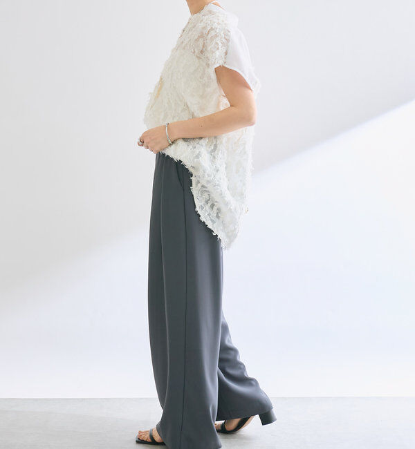  「【ウォッシャブル】【シーズンレスで使える】タックワイドスラックス」|チノ|