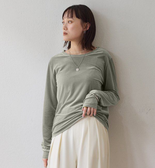  「【1枚でも様になる】シアーベロアロンT」|Tシャツ・カットソー|