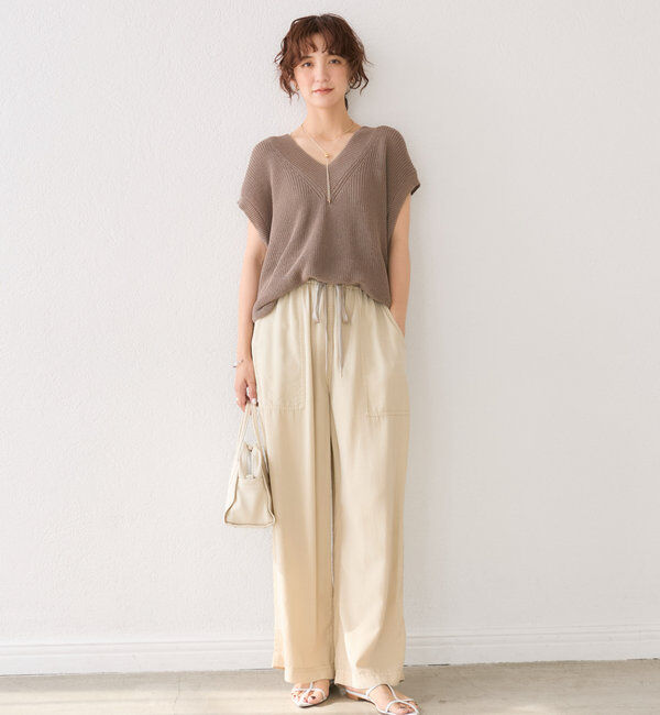  「【セットアップ可能】ガーメントダイワイドパンツ」|チノ|