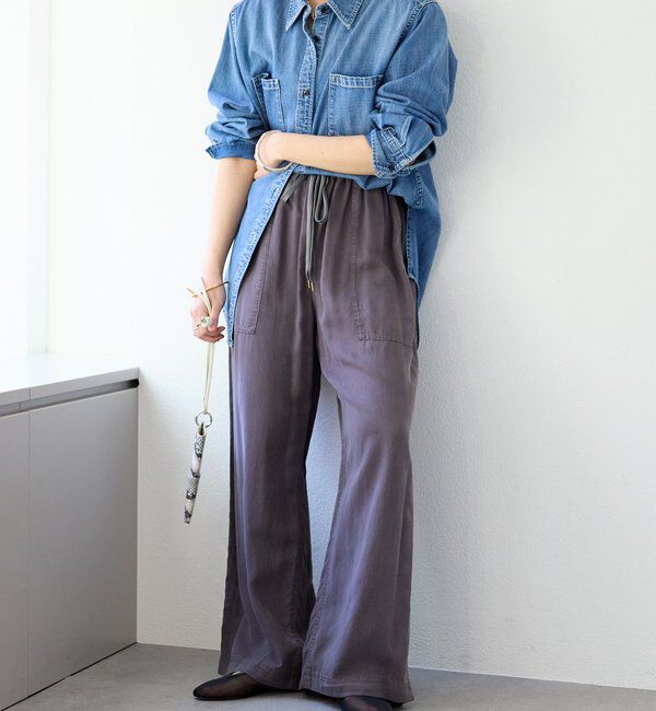  「【セットアップ可能】ガーメントダイワイドパンツ」|チノ|