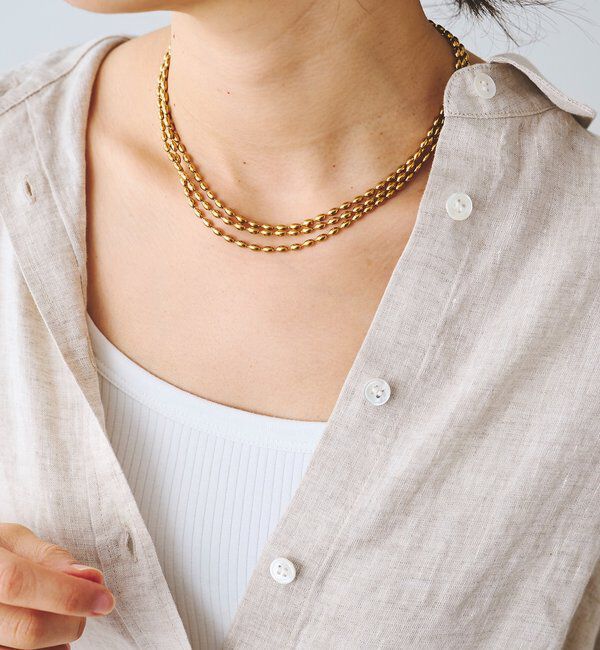  「【R.good（アールドットグッド）】オーバルボールロングネックレス」|リング|ゴールド