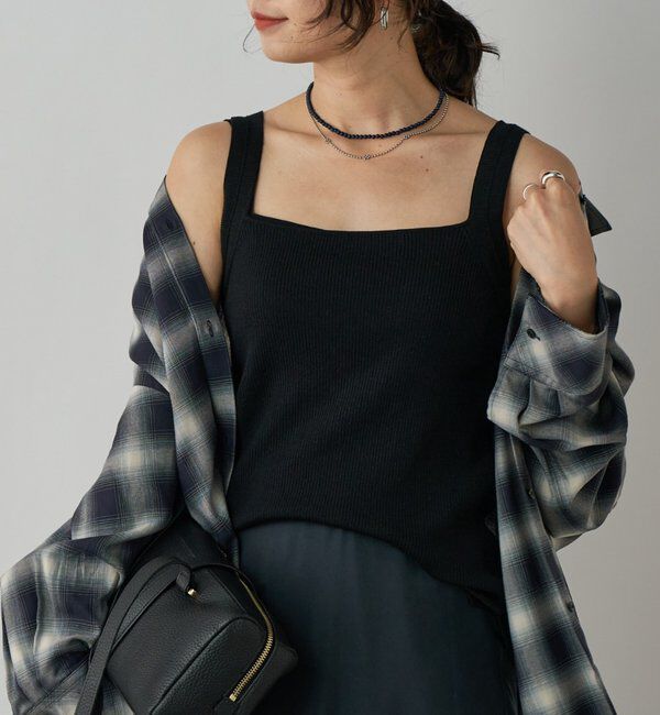  「【アンサンブル対応可】シルク混2wayニットキャミ」|ニット・セーター|ブラック