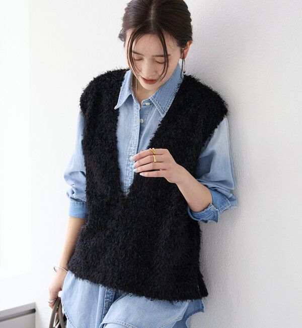  「【新色追加/着映え】フェザーチュールベスト」|ベスト・ジレ|